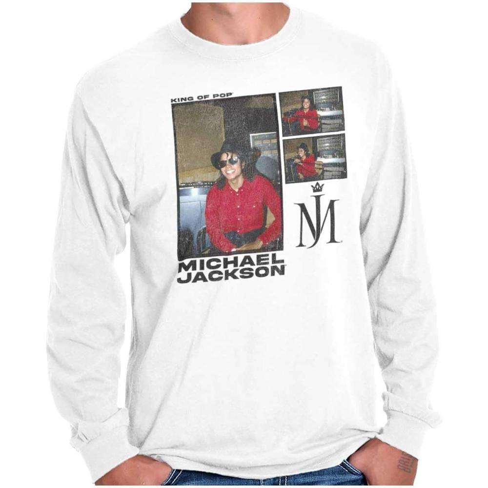 imageMichael Jackson Pop Studio Session Long Sleeve Tshirt Men WomenWhite