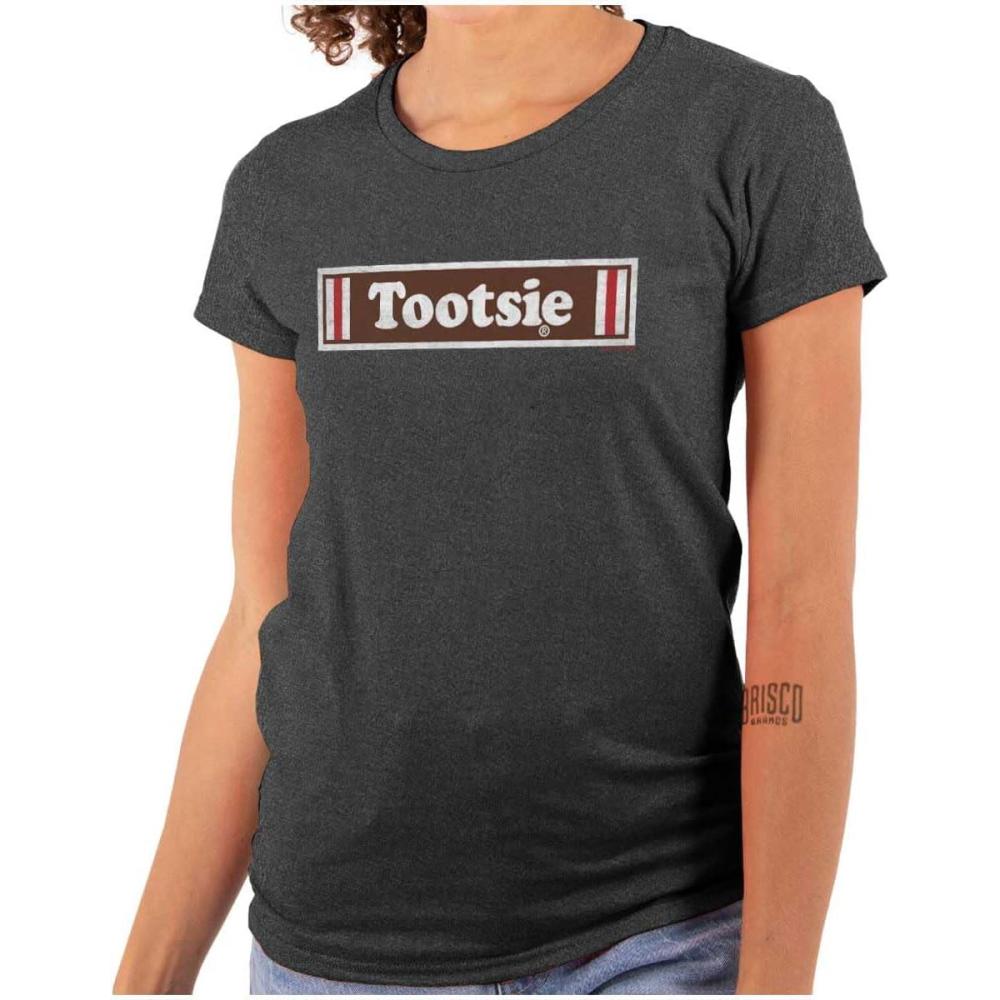 imageVintage Logo Retro Tootsie Roll Candy Womens Slim Fit Graphic TeeDark Heather