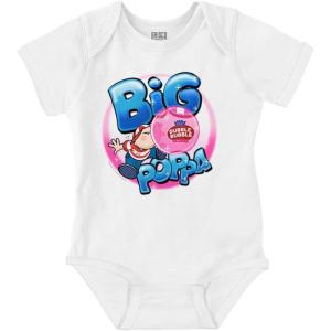 Brisco Brands Airbrushed Dubble Bubble Big Poppa Baby Romper Boys or Girls(White)
