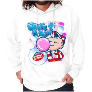 Brisco Brands Airbrushed Dubble Bubble Whats Poppin Hoodie Sweatshirt Women Men(White)