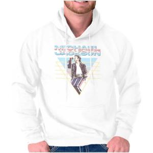 Brisco Brands Michael Jackson 90s King of Pop Hoodie Sweatshirt Women Men(White)