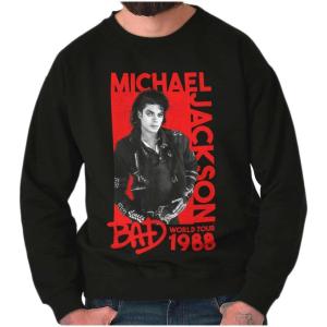 Brisco Brands Michael Jackson Bad World Your 1988 Sweatshirt for Men or Women(Black)
