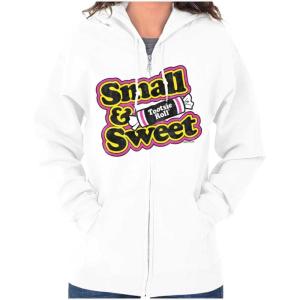 Brisco Brands Retro Candy Small Sweet Tootsie Roll Zip Hoodie Sweatshirt Women(White)