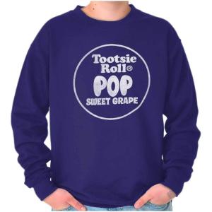 Brisco Brands Tootsie Roll Pop Banana Flavored Candy Sweatshirt for Men or Women(Sweet Grape)