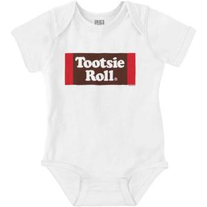 Brisco Brands Vintage Retro Candy Logo Tootsie Roll Baby Romper Boys or Girls(White)