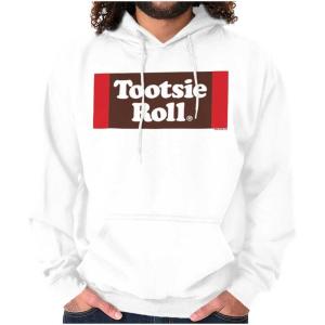 Brisco Brands Vintage Retro Candy Logo Tootsie Roll Hoodie Sweatshirt Women Men(White)