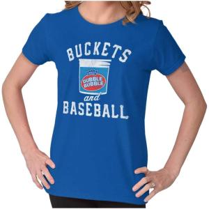 Buckets and Baseball Dubble Bubble Womens Slim Fit Graphic Tee(Royal)