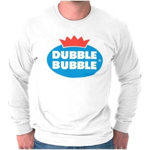 Dubble Bubble Vintage Double Long Sleeve Tshirt Men Women(White)