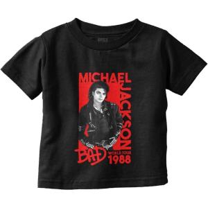 Michael Jackson Bad World Your 1988 Toddler Baby Graphic T Shirt(Black)