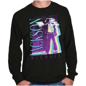 Michael Jackson MJ Dance Glitch Long Sleeve Tshirt Men Women(Black)