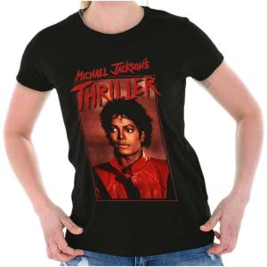 Michael Jackson Thriller Music Video Womens Slim Fit Graphic Tee(Black)