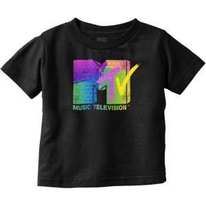 Retro MTV Distressed Stamps Logo Toddler Boy Girl T Shirt(Black)