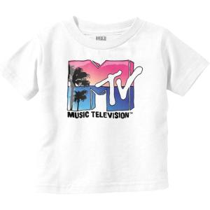 Retro MTV Palm Tree Paradise Logo Toddler Boy Girl T Shirt(White)