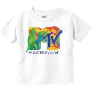 Retro MTV Tropical Parrot Logo Toddler Boy Girl T Shirt(White)