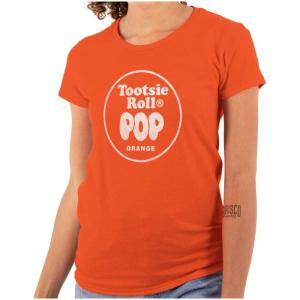 Tootsie Roll Pop Orange Flavor Womens Slim Fit Graphic Tee(Orange)