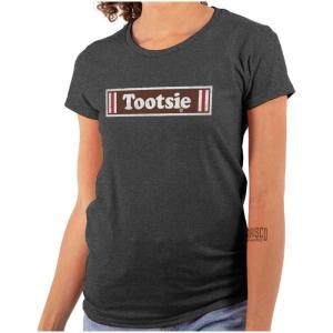 Vintage Logo Retro Tootsie Roll Candy Womens Slim Fit Graphic Tee(Dark Heather)