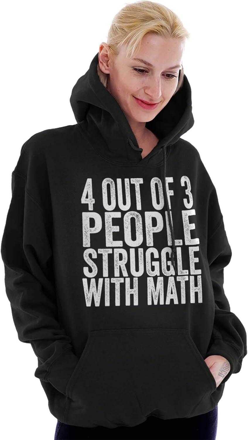 imageBrisco Brands 4 out of 3 Struggle Math Nerd Humor Hoodie Sweatshirt Women MenBlack