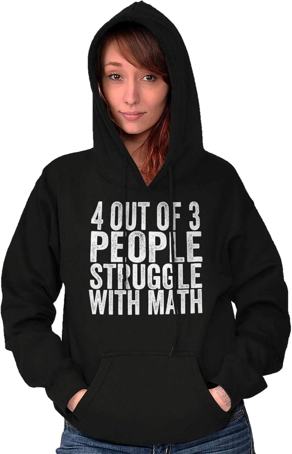 imageBrisco Brands 4 out of 3 Struggle Math Nerd Humor Hoodie Sweatshirt Women MenBlack