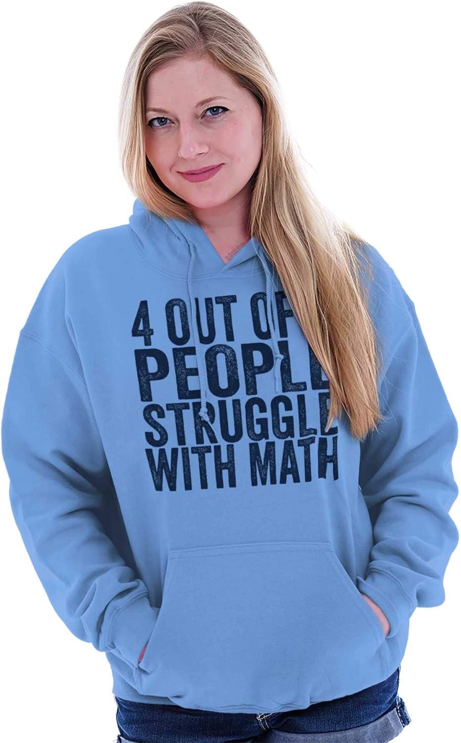 imageBrisco Brands 4 out of 3 Struggle Math Nerd Humor Hoodie Sweatshirt Women MenCarolina Blue