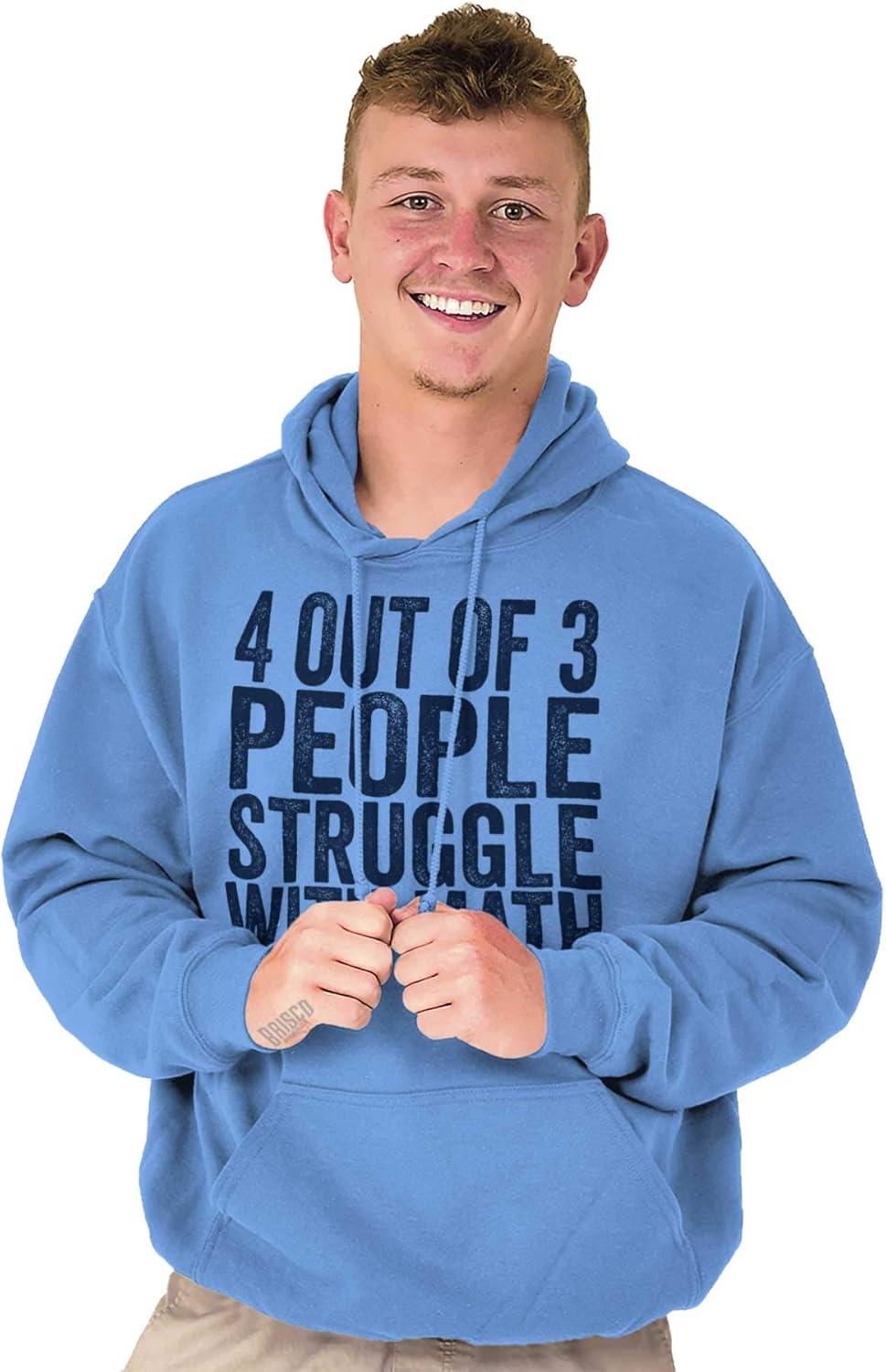 imageBrisco Brands 4 out of 3 Struggle Math Nerd Humor Hoodie Sweatshirt Women MenCarolina Blue