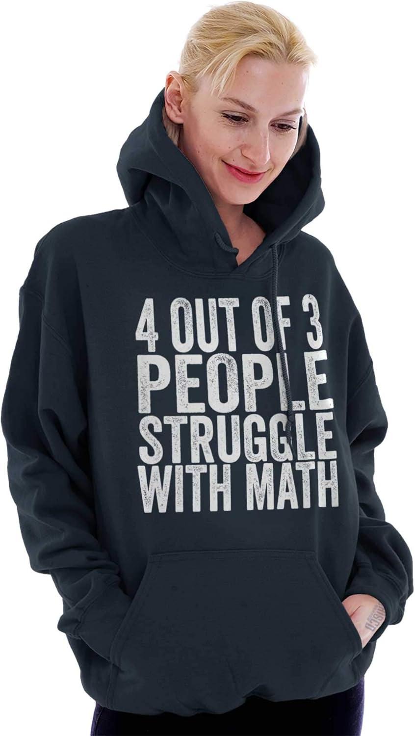 imageBrisco Brands 4 out of 3 Struggle Math Nerd Humor Hoodie Sweatshirt Women MenNavy