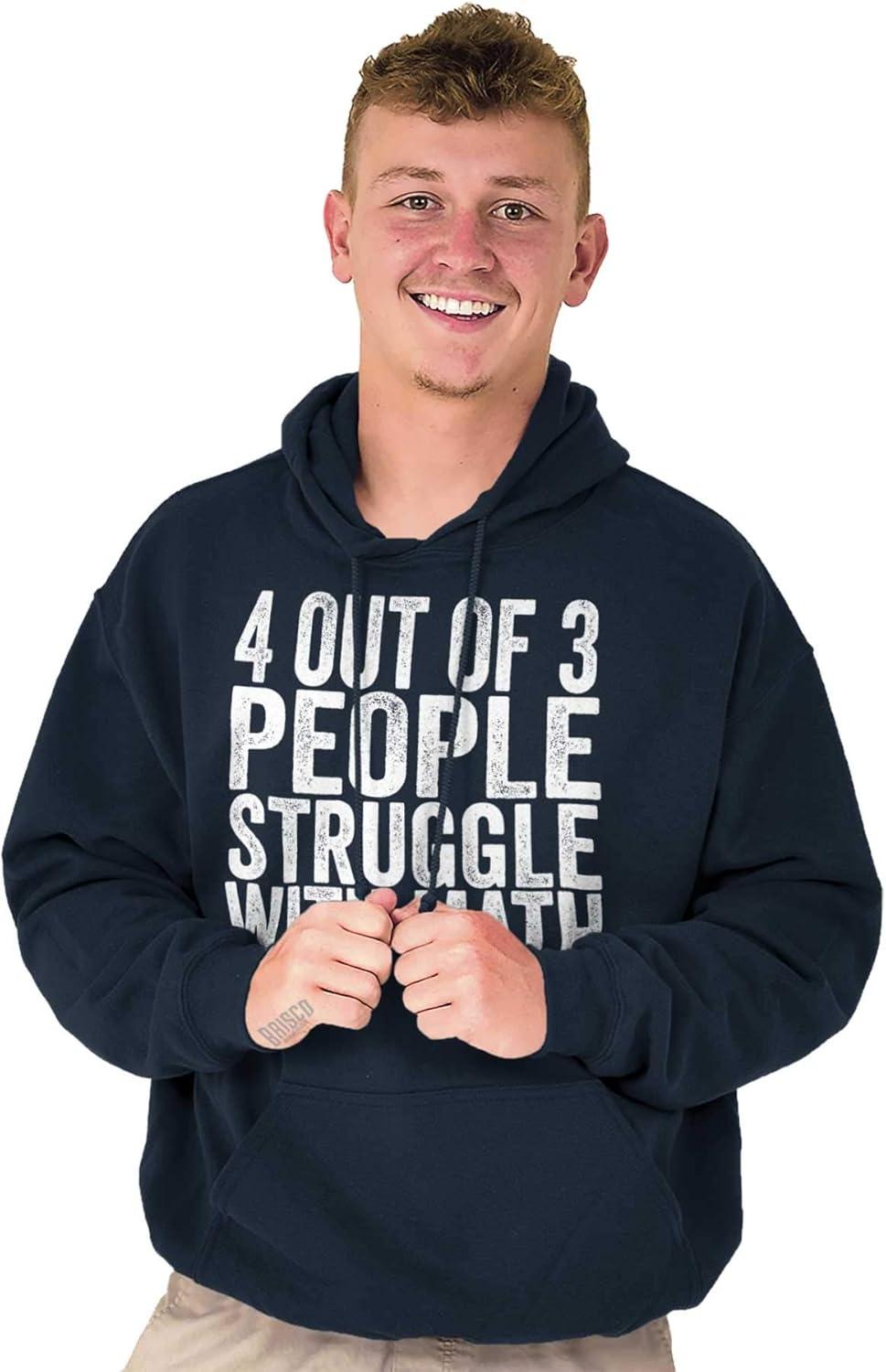 imageBrisco Brands 4 out of 3 Struggle Math Nerd Humor Hoodie Sweatshirt Women MenNavy