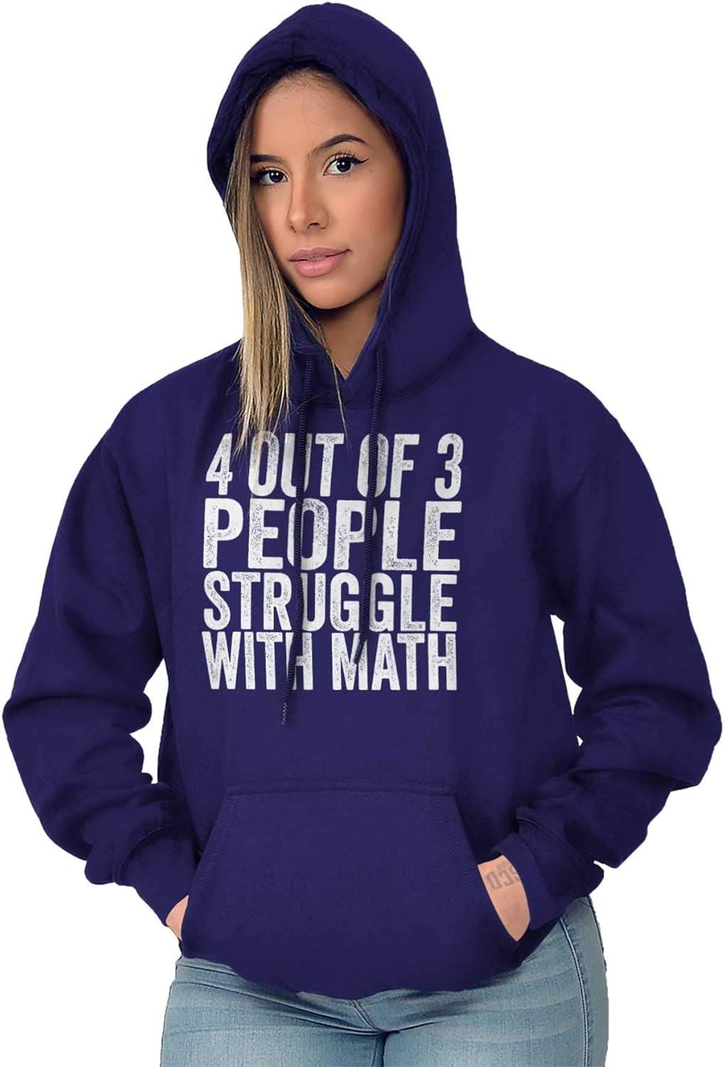 imageBrisco Brands 4 out of 3 Struggle Math Nerd Humor Hoodie Sweatshirt Women MenPurple