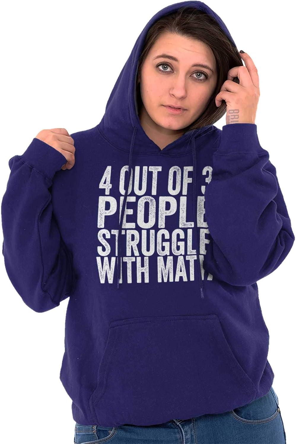 imageBrisco Brands 4 out of 3 Struggle Math Nerd Humor Hoodie Sweatshirt Women MenPurple