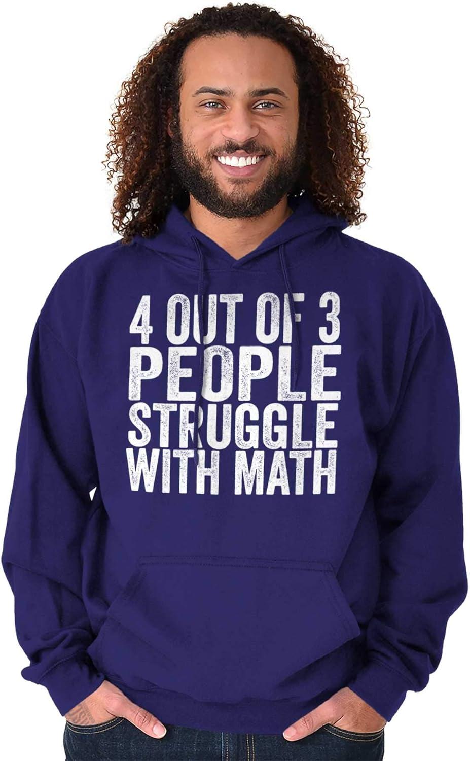 imageBrisco Brands 4 out of 3 Struggle Math Nerd Humor Hoodie Sweatshirt Women MenPurple