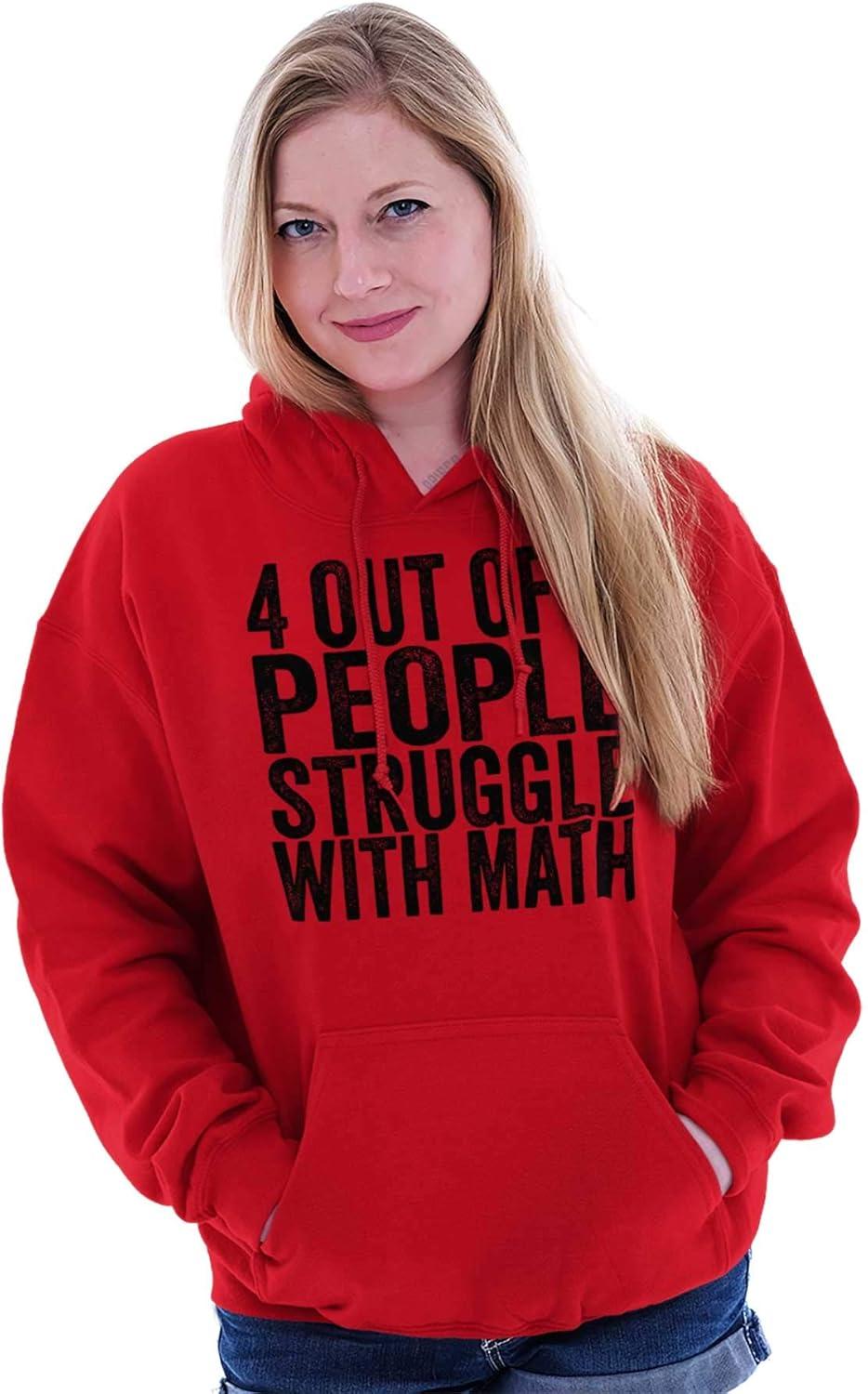 imageBrisco Brands 4 out of 3 Struggle Math Nerd Humor Hoodie Sweatshirt Women MenRed