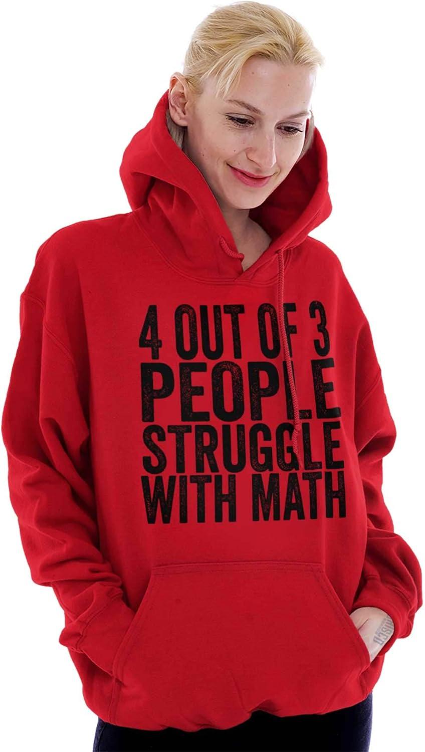 imageBrisco Brands 4 out of 3 Struggle Math Nerd Humor Hoodie Sweatshirt Women MenRed