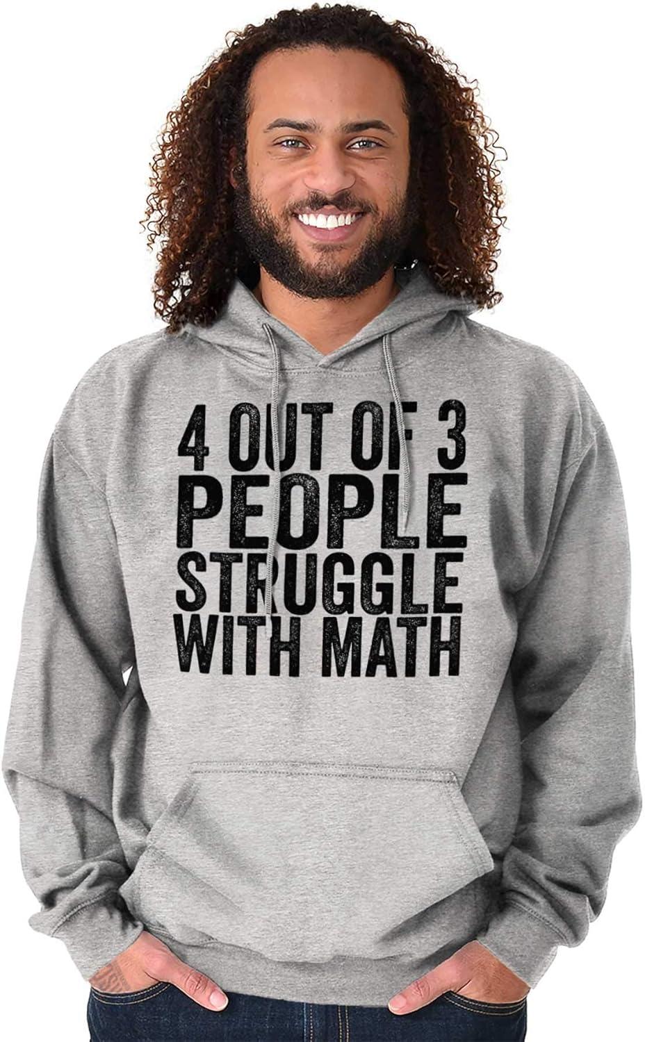 imageBrisco Brands 4 out of 3 Struggle Math Nerd Humor Hoodie Sweatshirt Women MenSport Grey