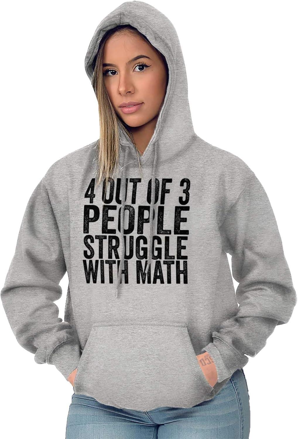 imageBrisco Brands 4 out of 3 Struggle Math Nerd Humor Hoodie Sweatshirt Women MenSport Grey