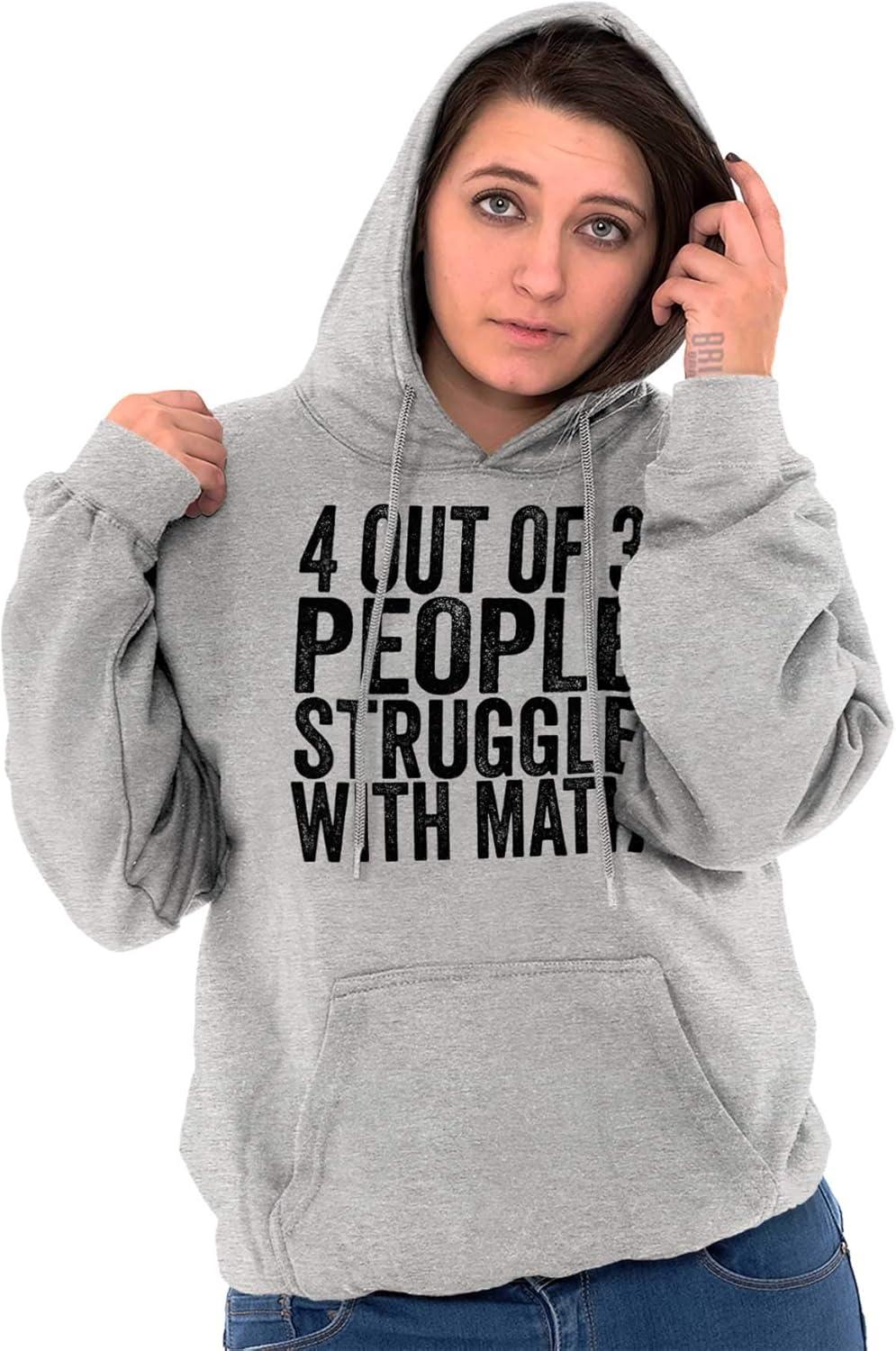 imageBrisco Brands 4 out of 3 Struggle Math Nerd Humor Hoodie Sweatshirt Women MenSport Grey