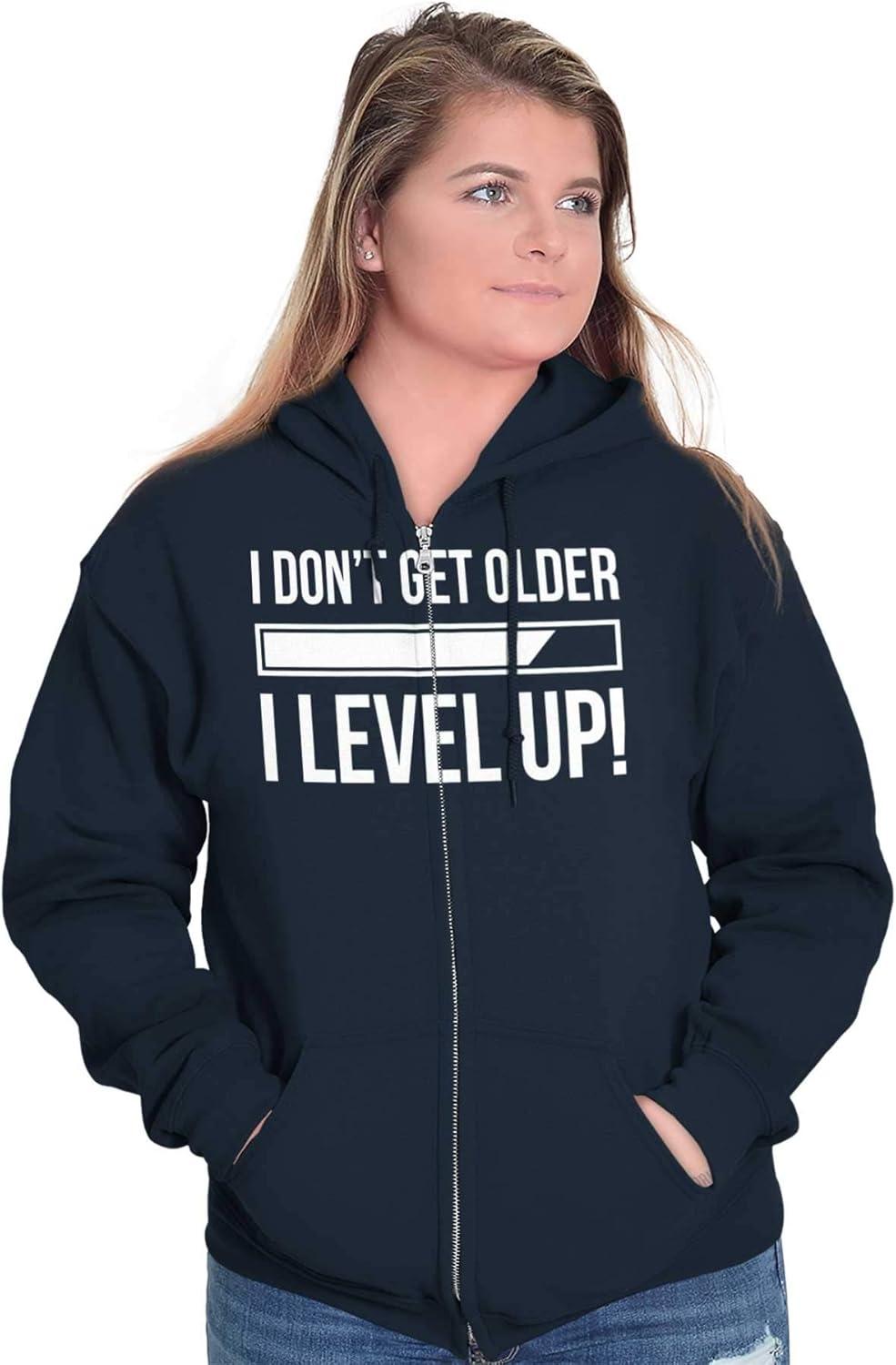 imageBrisco Brands I Dont Get Older I Level Up Gamer Zip Up Hoodie Mens WomensNavy