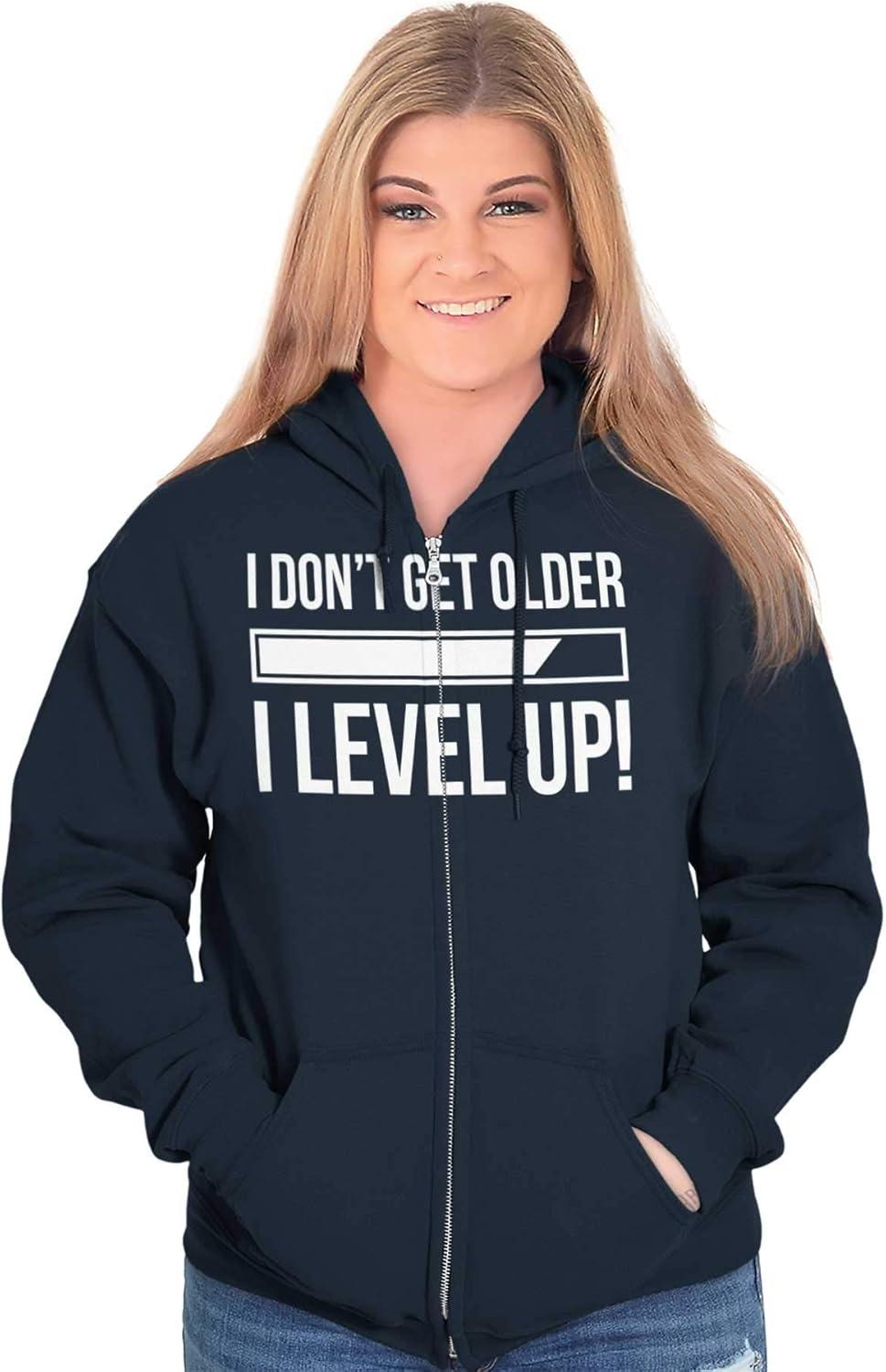 imageBrisco Brands I Dont Get Older I Level Up Gamer Zip Up Hoodie Mens WomensNavy