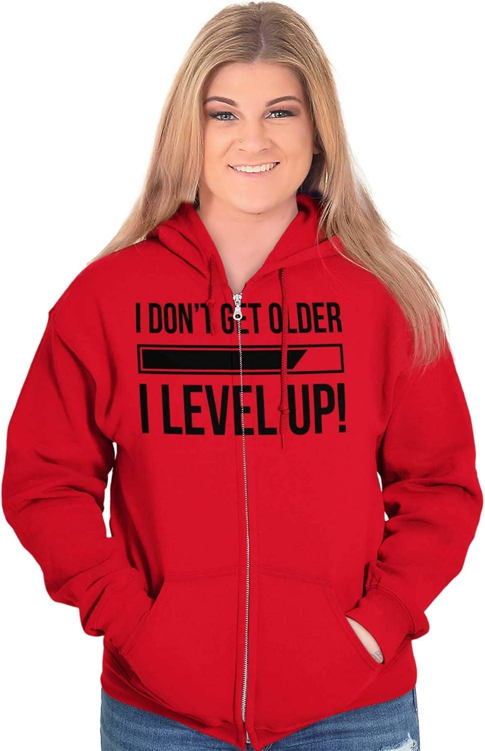 imageBrisco Brands I Dont Get Older I Level Up Gamer Zip Up Hoodie Mens WomensRed