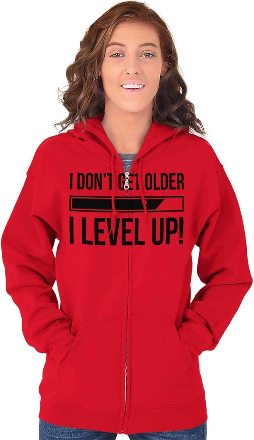 imageBrisco Brands I Dont Get Older I Level Up Gamer Zip Up Hoodie Mens WomensRed