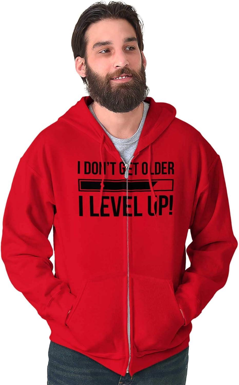imageBrisco Brands I Dont Get Older I Level Up Gamer Zip Up Hoodie Mens WomensRed