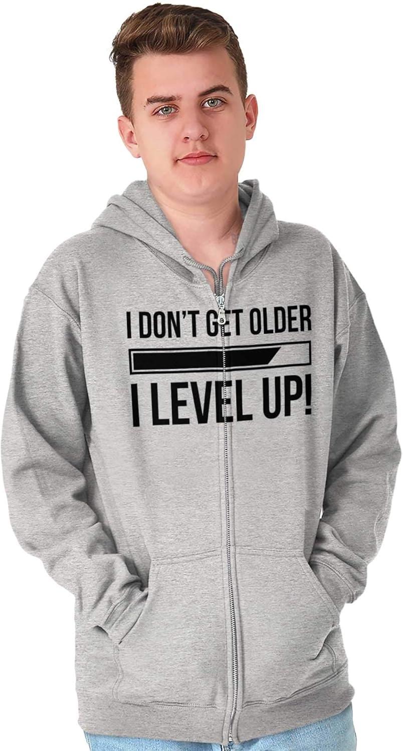 imageBrisco Brands I Dont Get Older I Level Up Gamer Zip Up Hoodie Mens WomensSport Grey