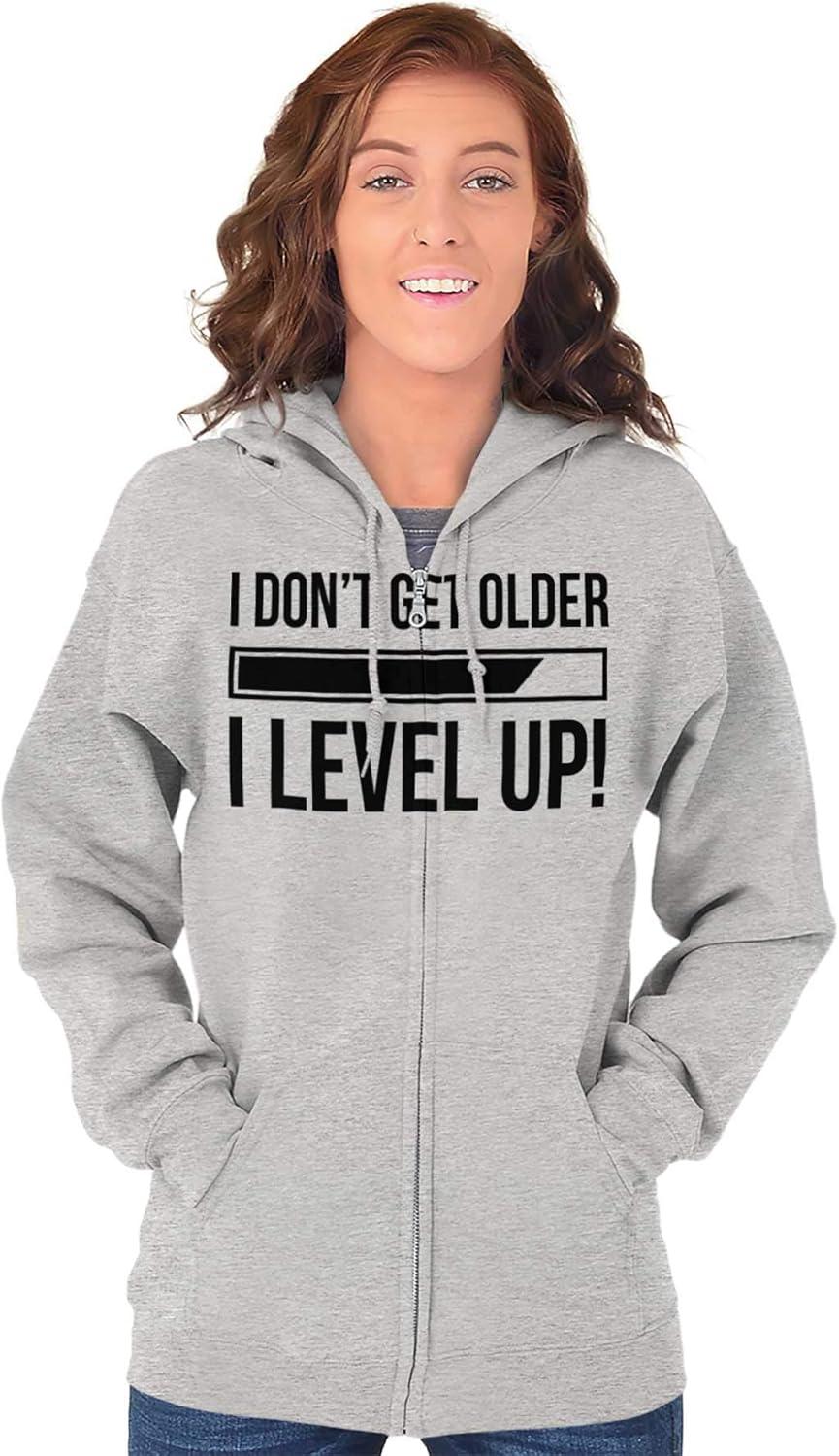 imageBrisco Brands I Dont Get Older I Level Up Gamer Zip Up Hoodie Mens WomensSport Grey