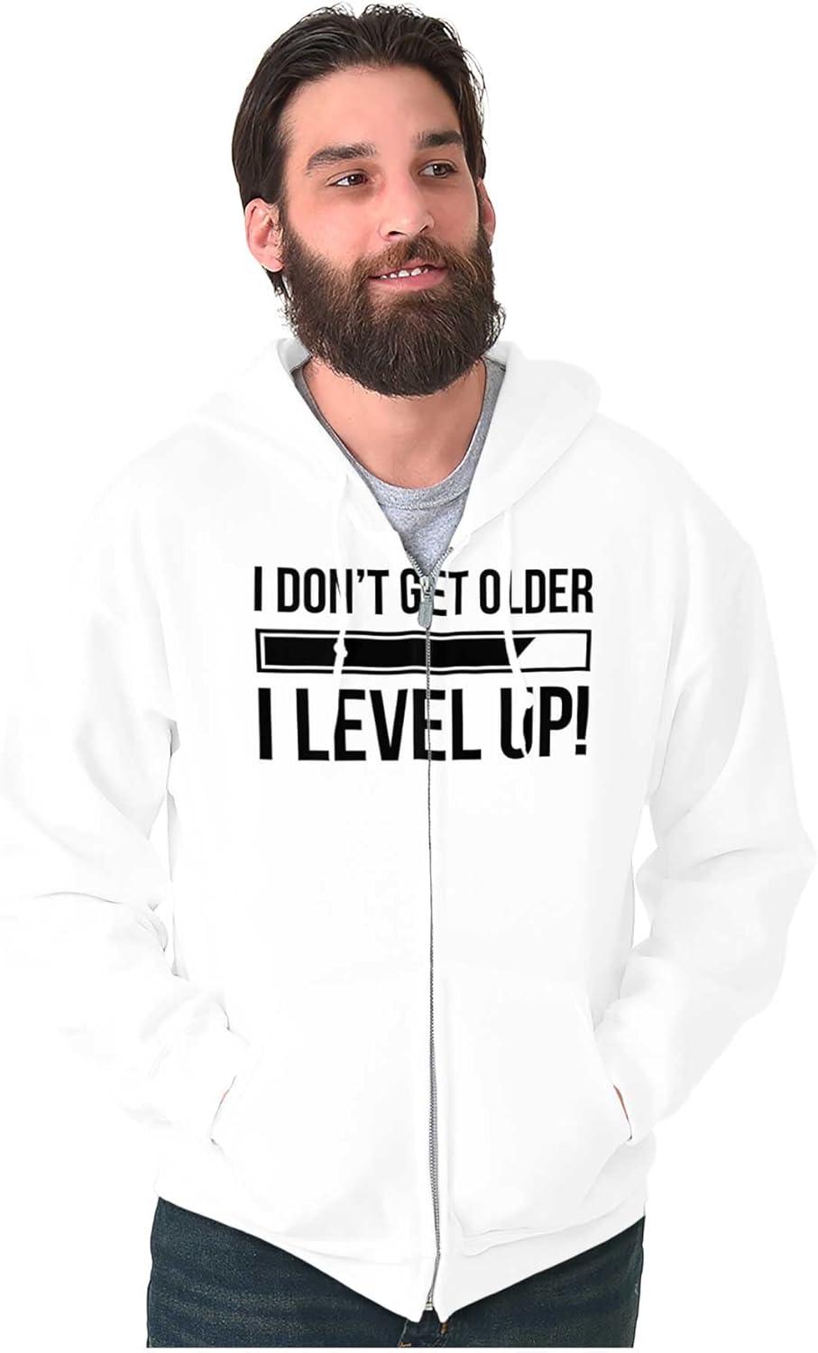 imageBrisco Brands I Dont Get Older I Level Up Gamer Zip Up Hoodie Mens WomensWhite