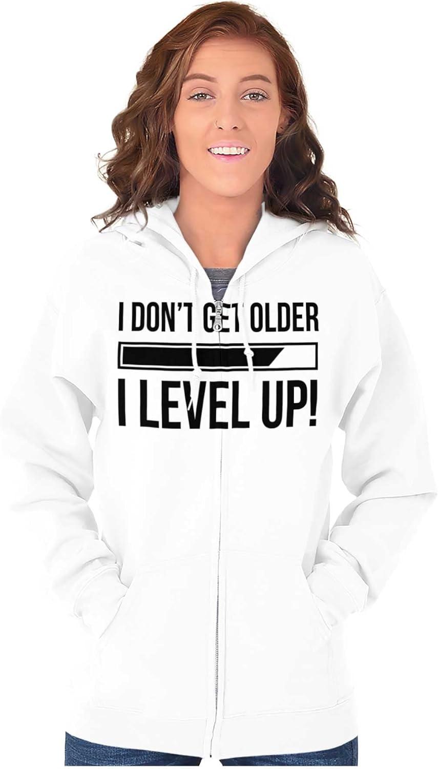 imageBrisco Brands I Dont Get Older I Level Up Gamer Zip Up Hoodie Mens WomensWhite