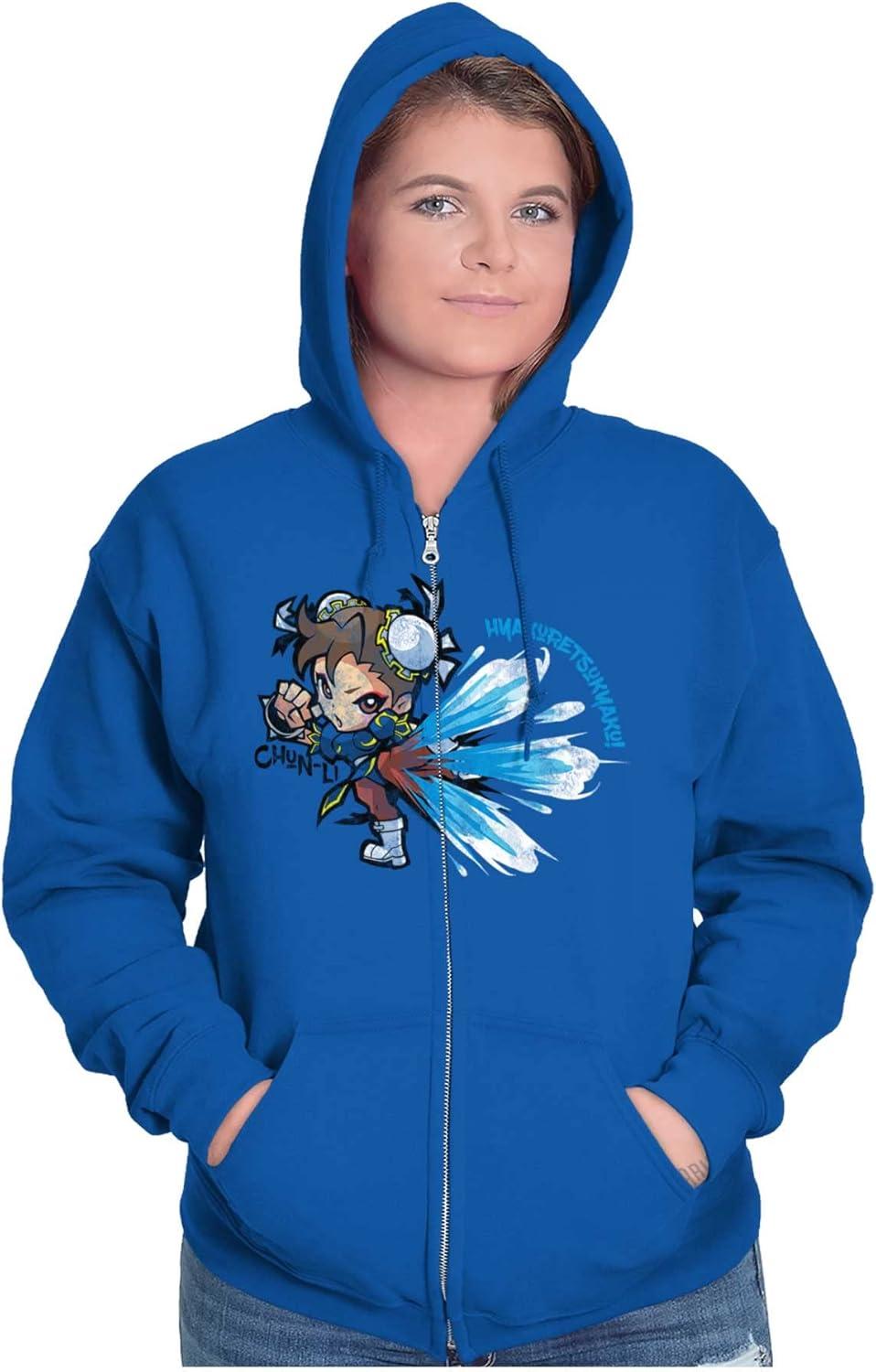 imageBrisco Brands Street Fighter ChunLi Lightning Kick Zip Up Hoodie Mens WomensRoyal