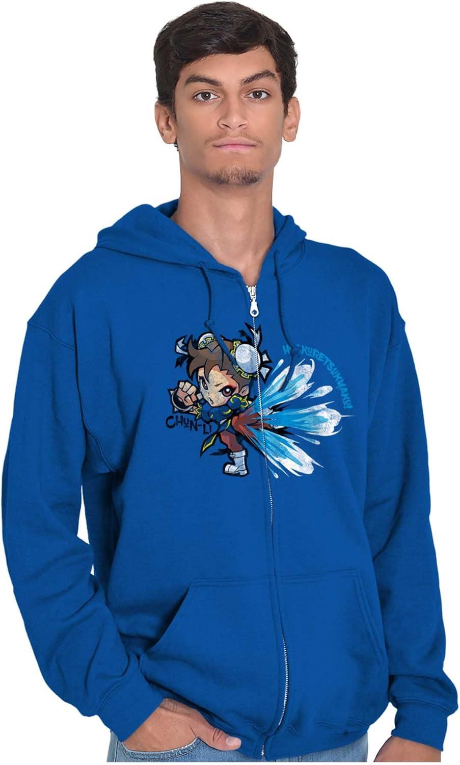 imageBrisco Brands Street Fighter ChunLi Lightning Kick Zip Up Hoodie Mens WomensRoyal