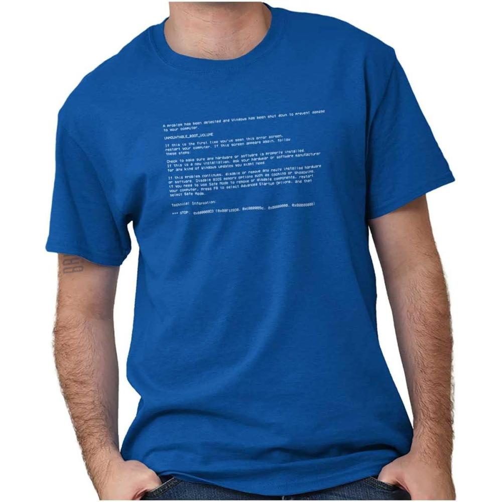 imageBlue Screen of Death Virus Techie Graphic T Shirt Men or WomenRoyal