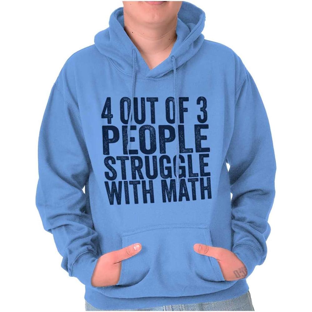 imageBrisco Brands 4 out of 3 Struggle Math Nerd Humor Hoodie Sweatshirt Women MenCarolina Blue