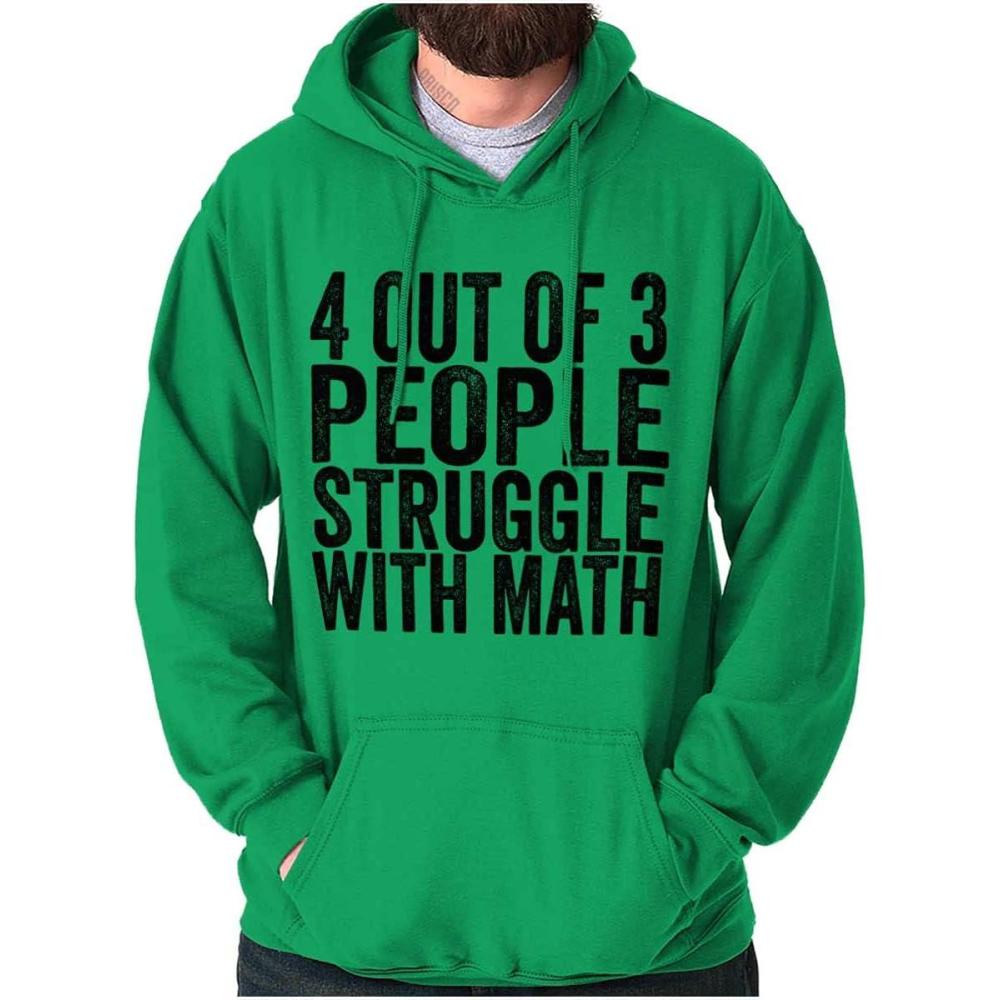 imageBrisco Brands 4 out of 3 Struggle Math Nerd Humor Hoodie Sweatshirt Women MenIrish Green
