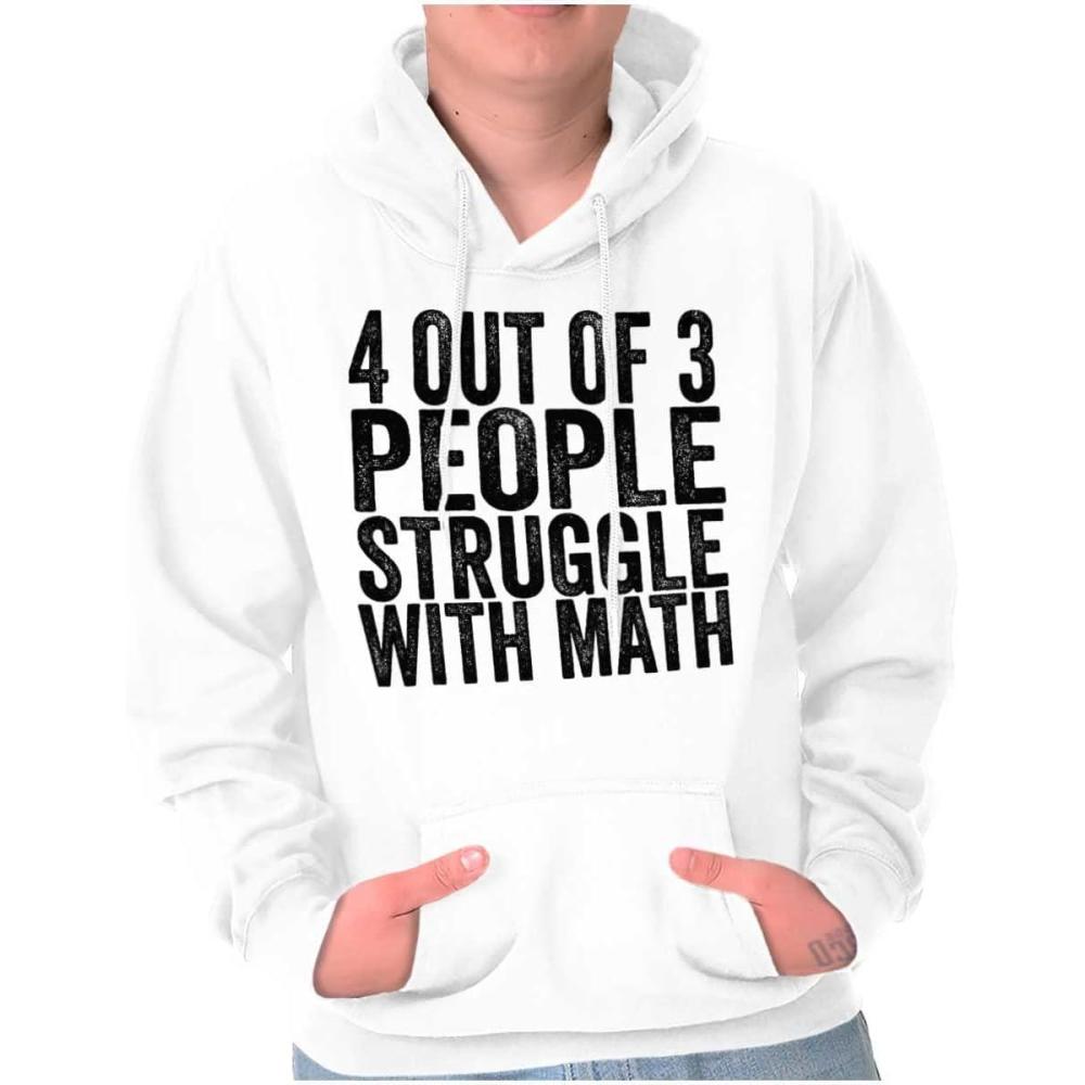 imageBrisco Brands 4 out of 3 Struggle Math Nerd Humor Hoodie Sweatshirt Women MenWhite