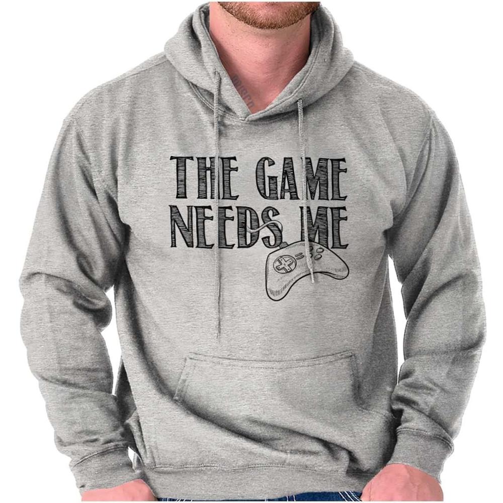 imageBrisco Brands Game Needs Me PC Gamer Nerdy Geeky Hoodie Sweatshirt Women MenSport Grey